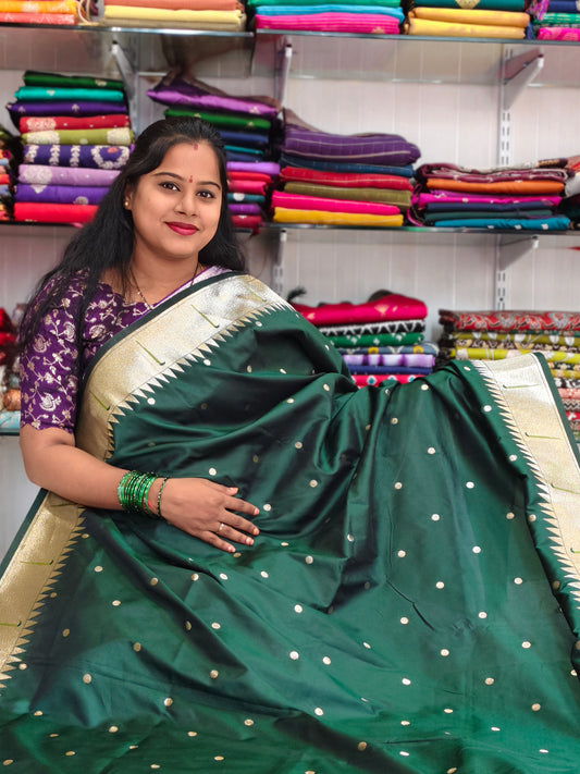 Silk Saree with Paithani Zari Border and Butti Weaving